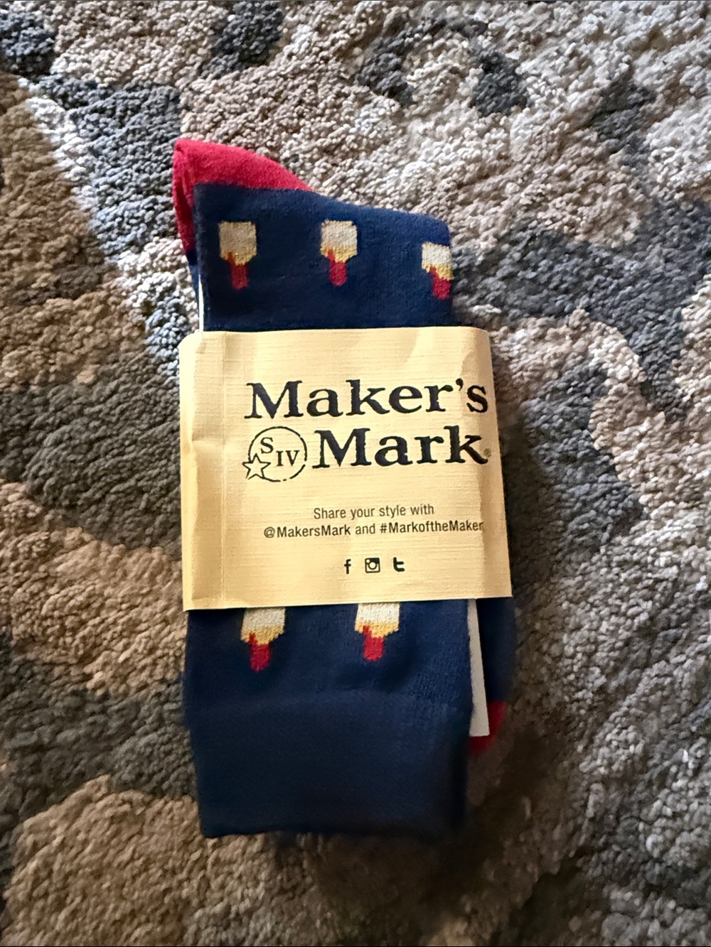 Navy Socks with Popsicle Motif and Red Accents